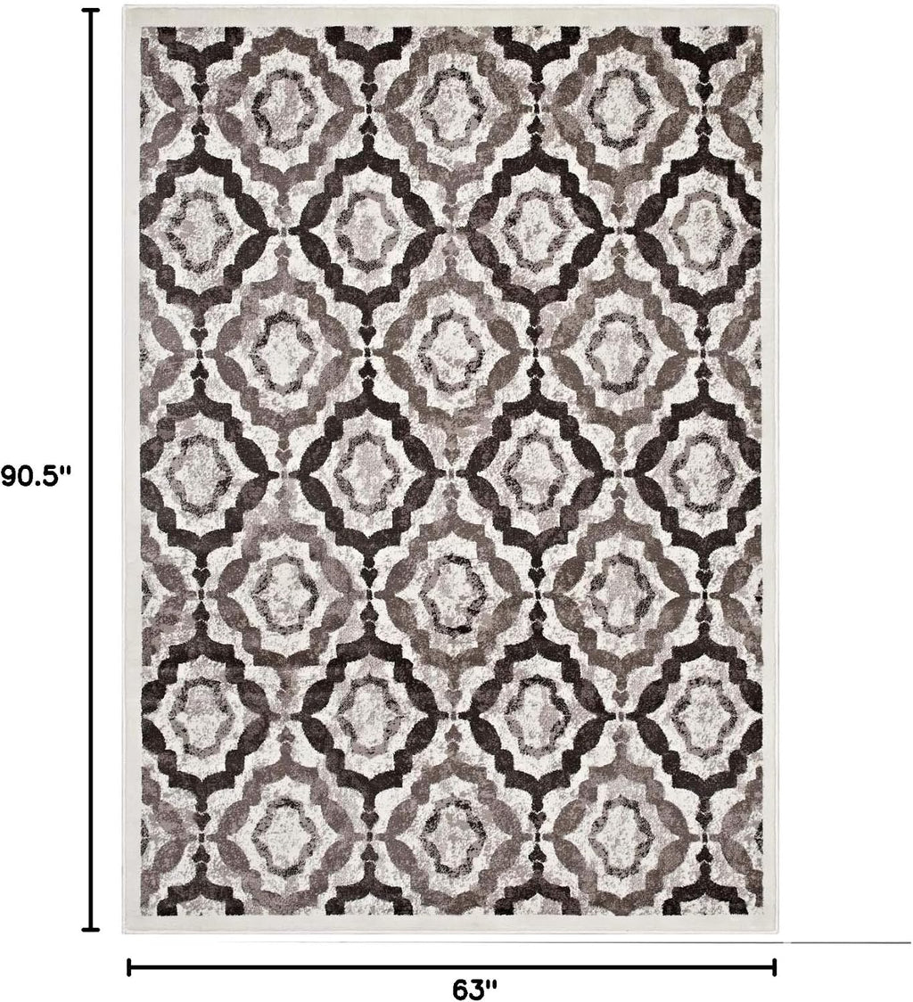 Kalinda Rustic Vintage Moroccan Trellis Area Rug in Brown, Beige and Ivory