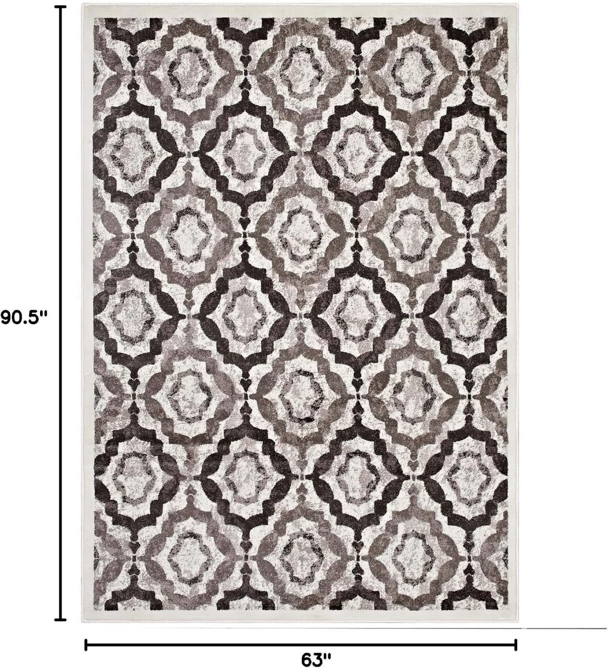 Kalinda Rustic Vintage Moroccan Trellis Area Rug in Brown, Beige and Ivory