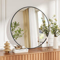 30Inch Black Round Wall Mirror, Circle Mirror Metal Frame, Vanity, Entryway, Bedroom, Living Room, Wall Mounted