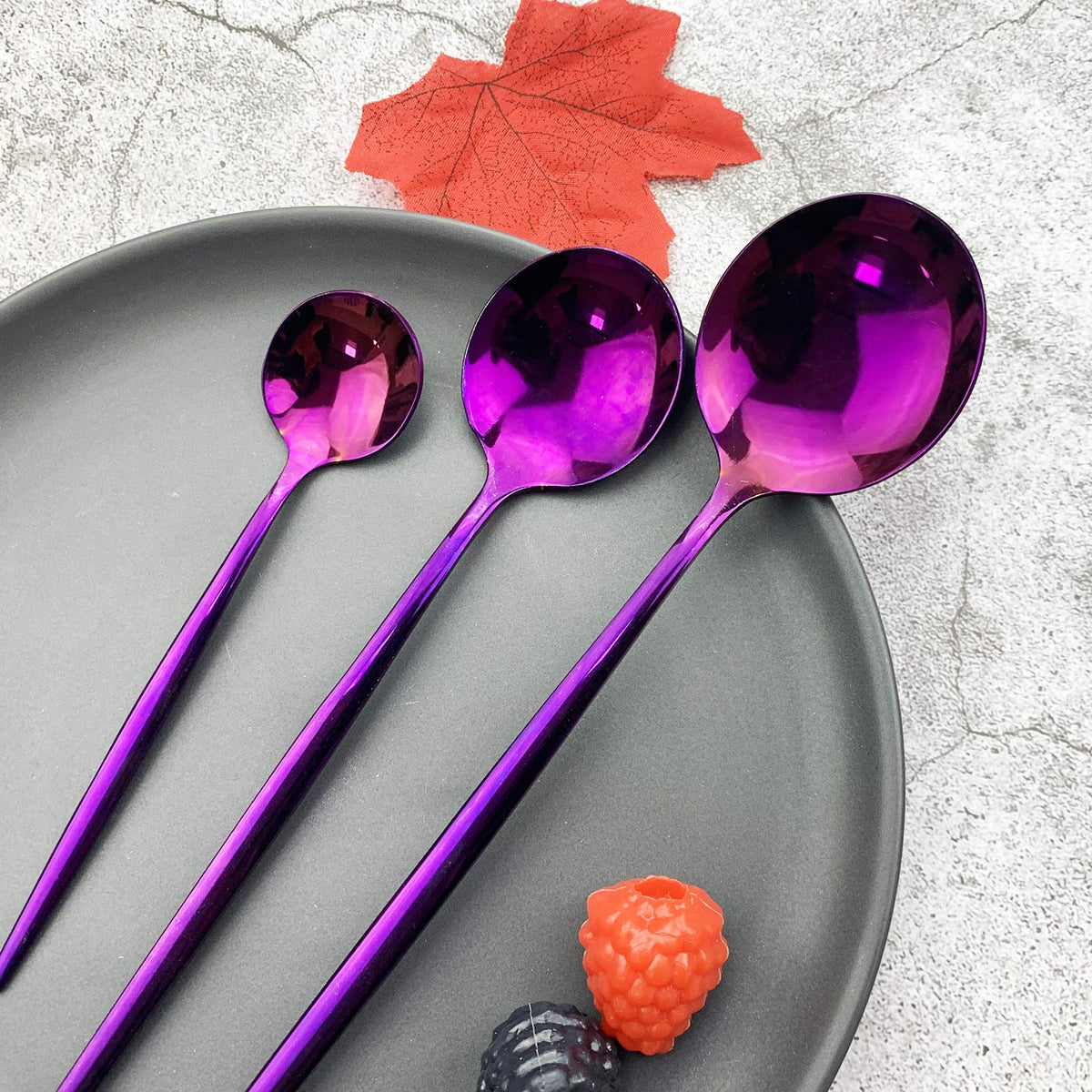 Silverware Set, Mirror Polished Purple Flatware Cutlery Set Service for 4, Shiny Finish 24 Pieces Stainless Steel