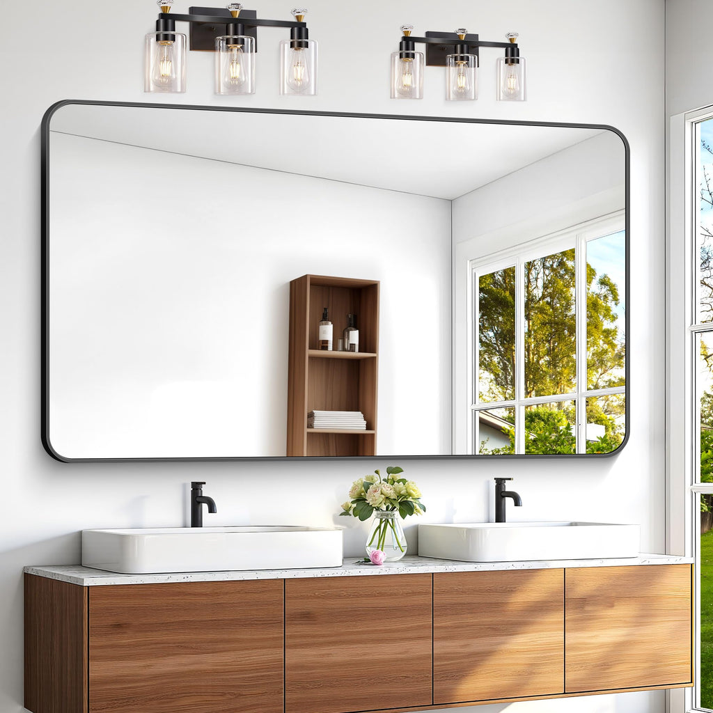 60x36 inch Large Bathroom Mirror, Black Rectangle Mirror