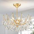 Modern Semi-Flush Crystal Chandelier Ceiling Light for Bedrooms and Entries
