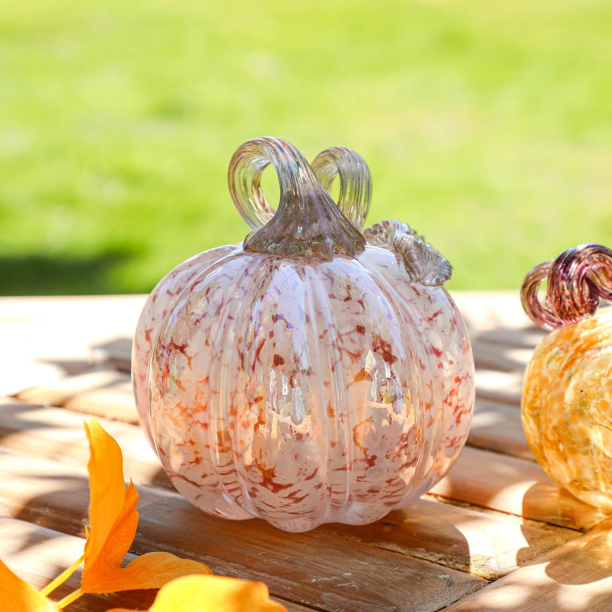 5 Inch Hand-blown Glass Pumpkin Collectible Figurines Art Glass Pumpkin