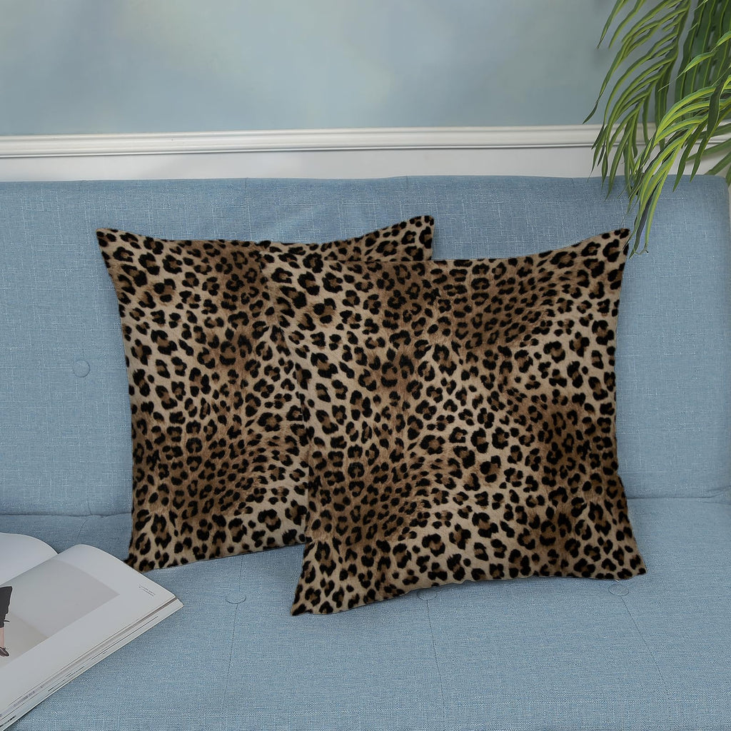Brown Leopard Print Pillow Covers 20x20 Inch 2 Pcs Beige Animal Skin Cheetah Print Decor Throw Pillows Modern Outdoor