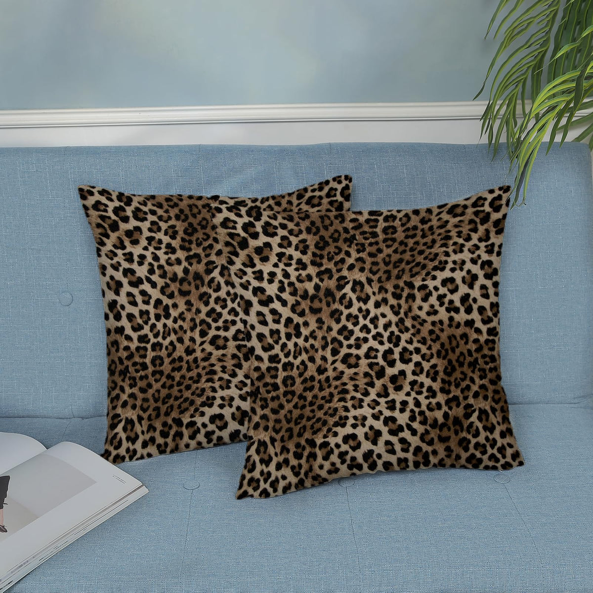 Brown Leopard Print Pillow Covers 20x20 Inch 2 Pcs Beige Animal Skin Cheetah Print Decor Throw Pillows Modern Outdoor