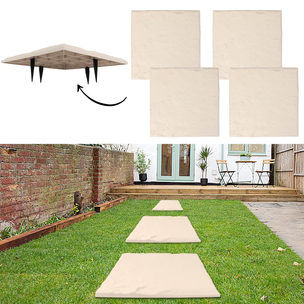 4Pcs Large Stepping Stones Outdoor Garden Walkway, Durable Plastic Pavers , Pathway, and Landscaping, Weatherproof