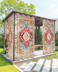 Outdoor Curtains (Set of 2 Panels) , Red Orange Boho Waterproof Blackout Outside Curtain for Porch/Pergola/Gazebo, Ethnic Tribe