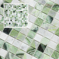 6 Sheets Emerald Green and Carrara White Marble Square Mosaic backsplash Tiles, Polished Shower Room Floor and Wall
