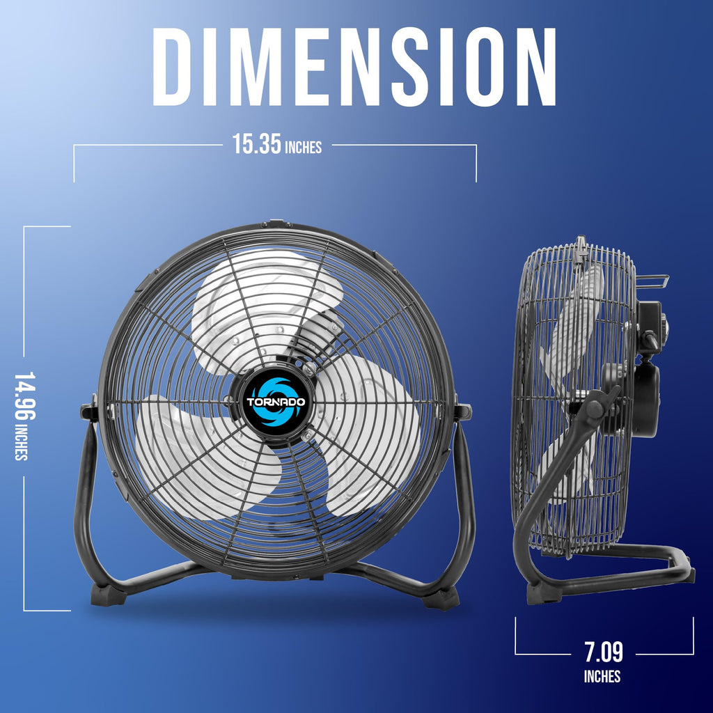 12 Inch Industrial Powerful Metal Floor Fan, 3-Speed High Velocity Cooling Floor Fan for Industrial, Commercial, and