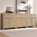 Sideboard Buffet Storage Cabinet Set of 3, Rattan Credenza Buffet