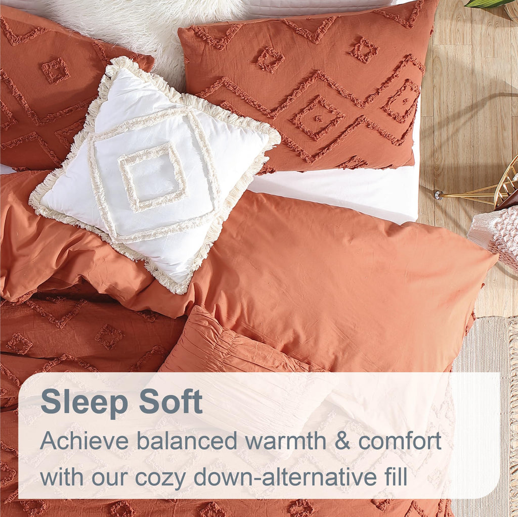 Rukai 100% Cotton Washed Clip Jacquard Gauze 5-Piece Bedding Comforter Set, All Season & Breathable, Oeko-TEX