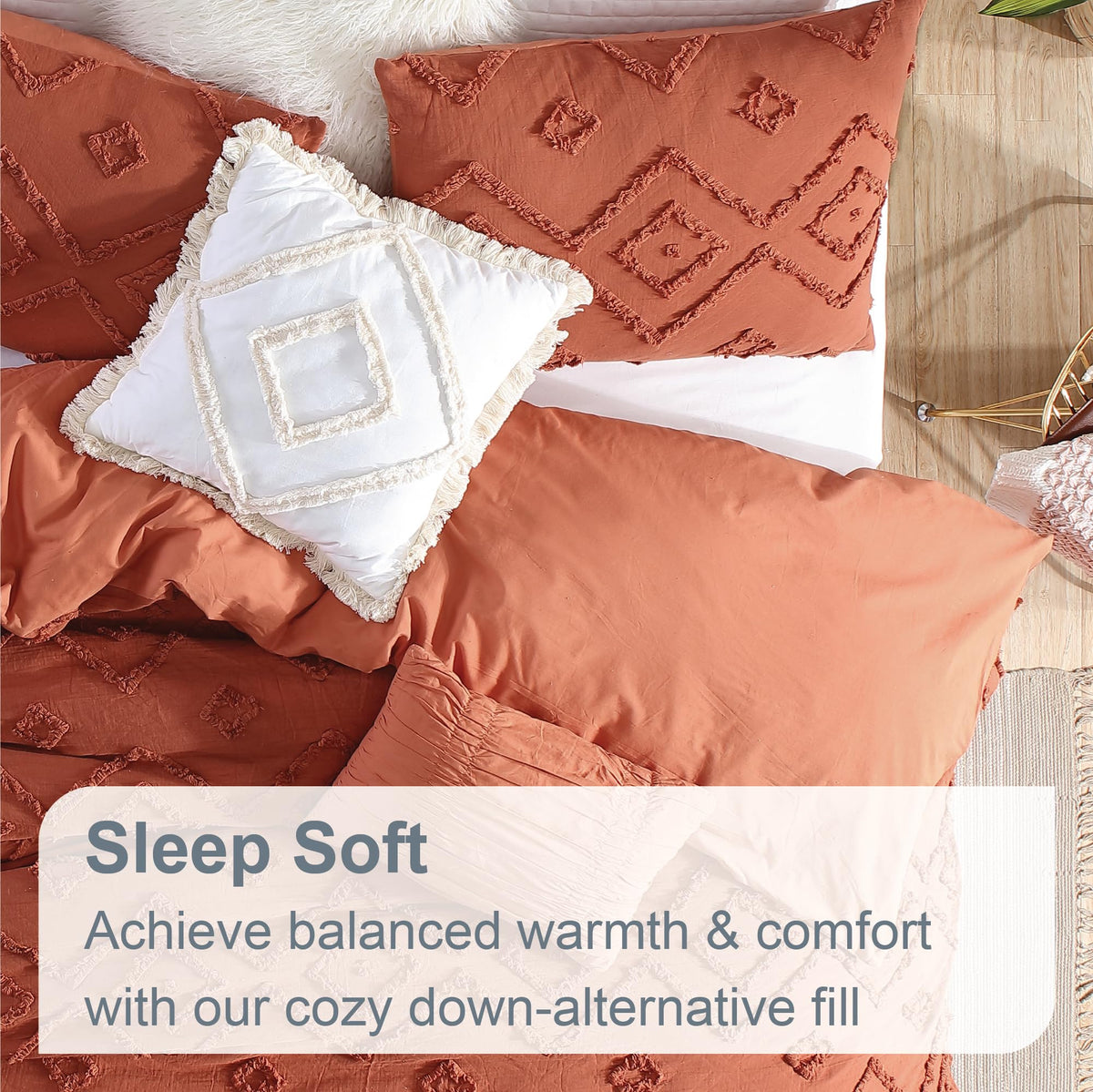 Rukai 100% Cotton Washed Clip Jacquard Gauze 5-Piece Bedding Comforter Set, All Season & Breathable, Oeko-TEX