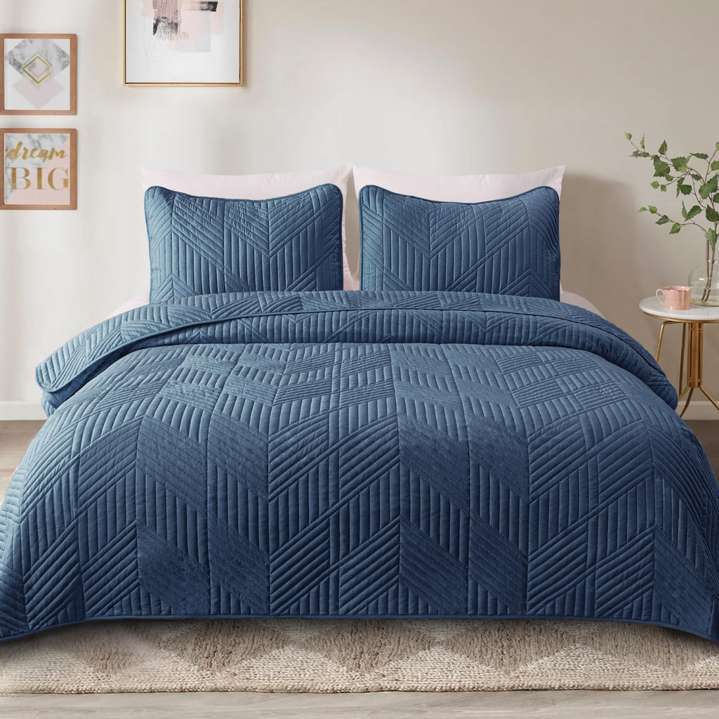 Quilt Bedding Set, Navy Blue