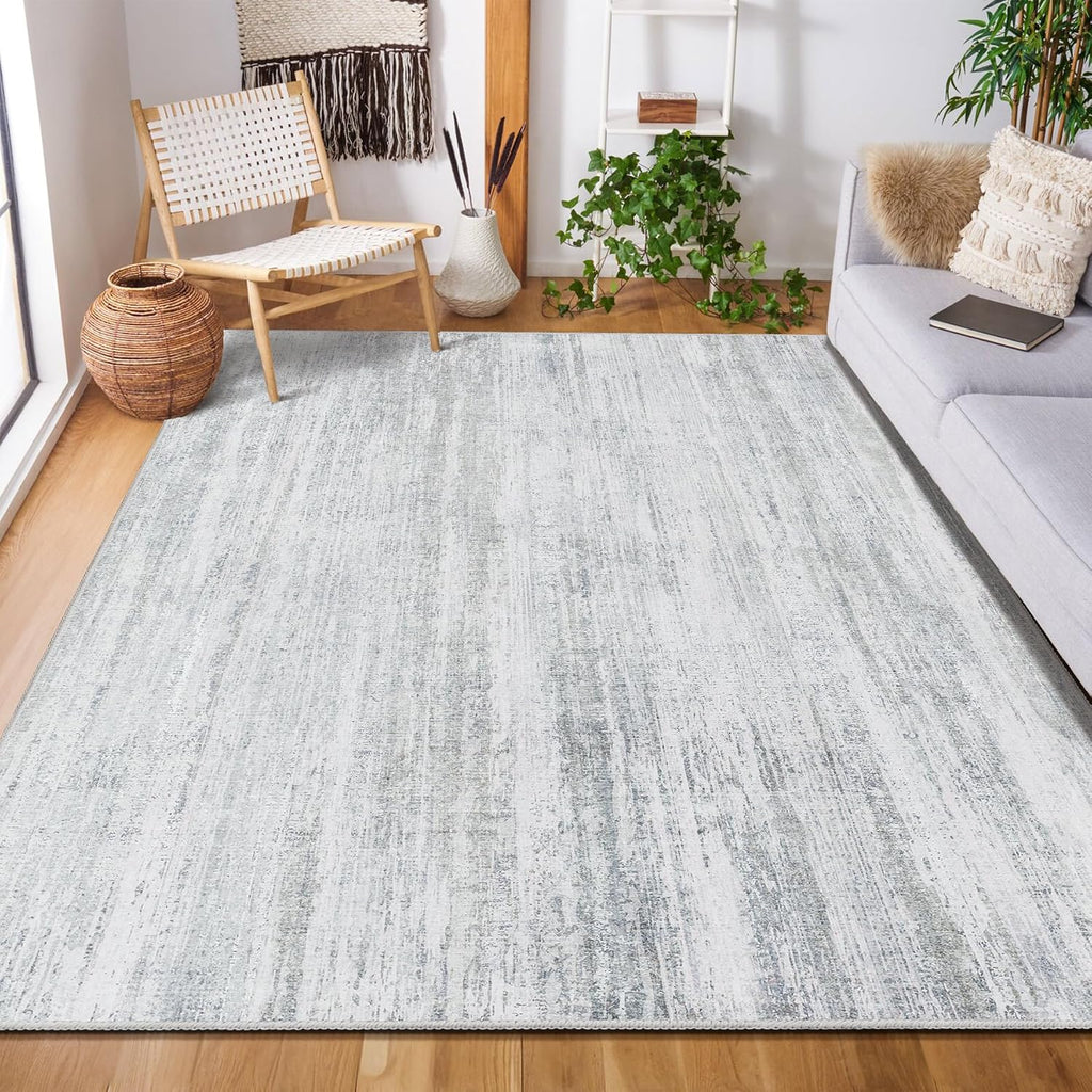 Washable Area Rug Low Pile Non Slip Modern Abstract Large