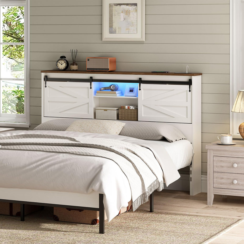Queen Headboard with Storage Shelf