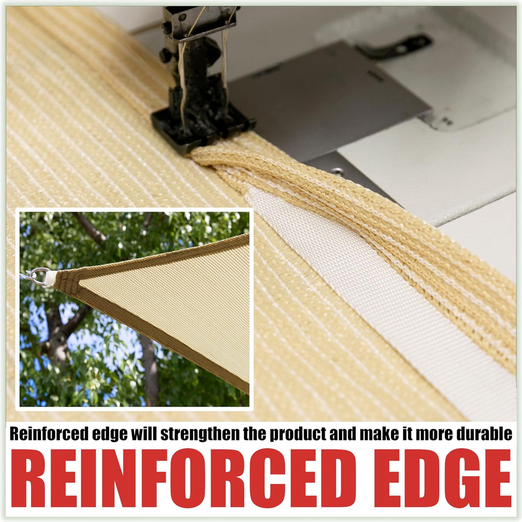 Beige 16' x 20' Sun Shade Sail Rectangle RSTAPRN1620-200GSM - Pergola Shade Sails Canopy - Canopy Mesh Fabric UV