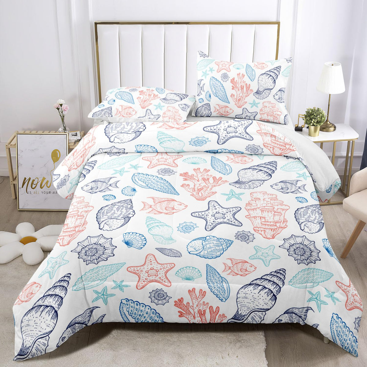 Sea Shell Bedding Comforter Set - Ocean & Coastal Beach Theme