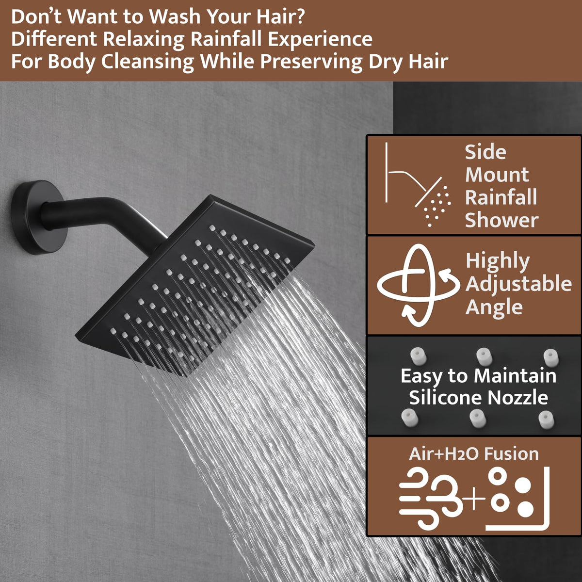 Thermostatic Shower System Matte Black, Push Button Diverter Shower Faucet with 2 in 1 Handheld, Ceiling Mount 12