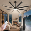 72" Black Ceiling Fan with Light & Remote