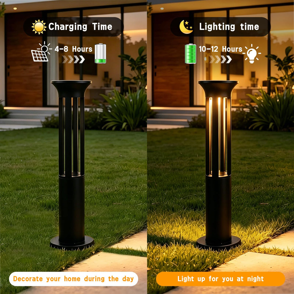 Solar Lights Outdoor, Solar Pathway Lights Outdoor, 24" Tall Bollard Light