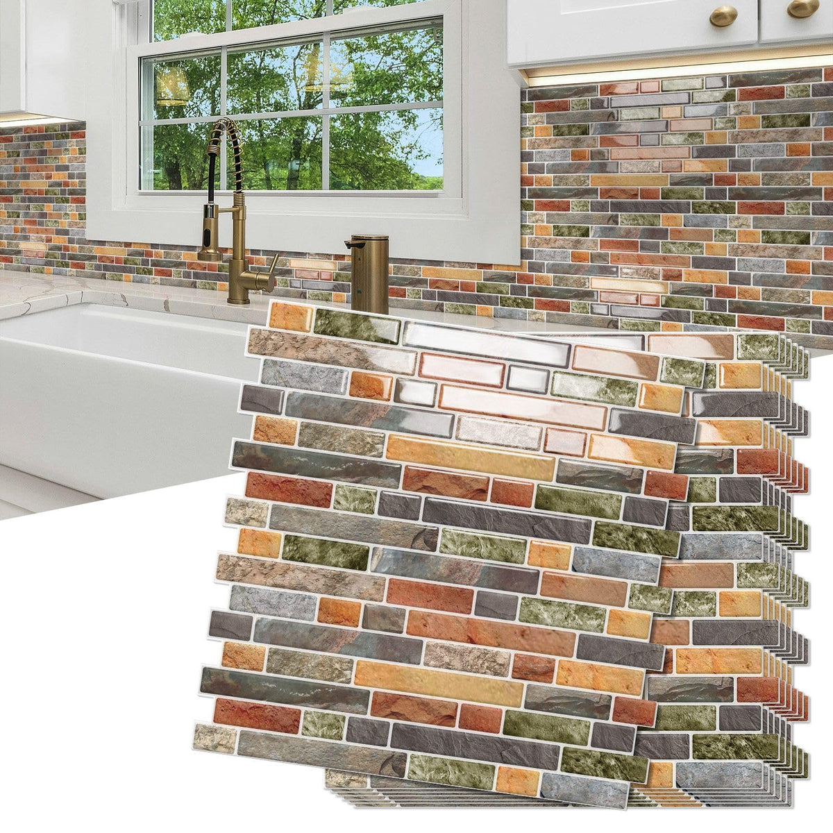 10 Sheets Thick Peel and Stick Kitchen Backsplash Tiles