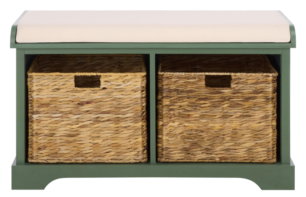Freddy Wood Storage Bench, 33" Farmhouse Dusty Green