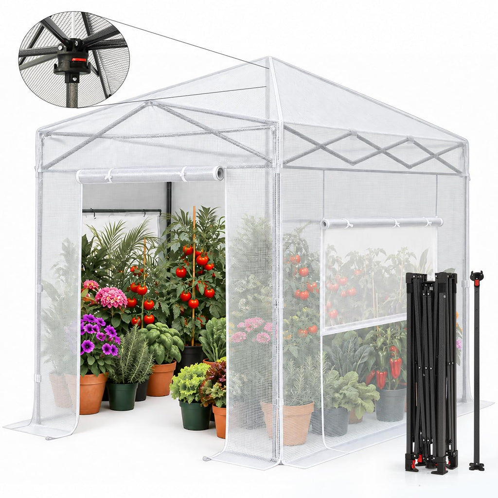 Walk-in 8x6 Pop Up Portable Greenhouse, White