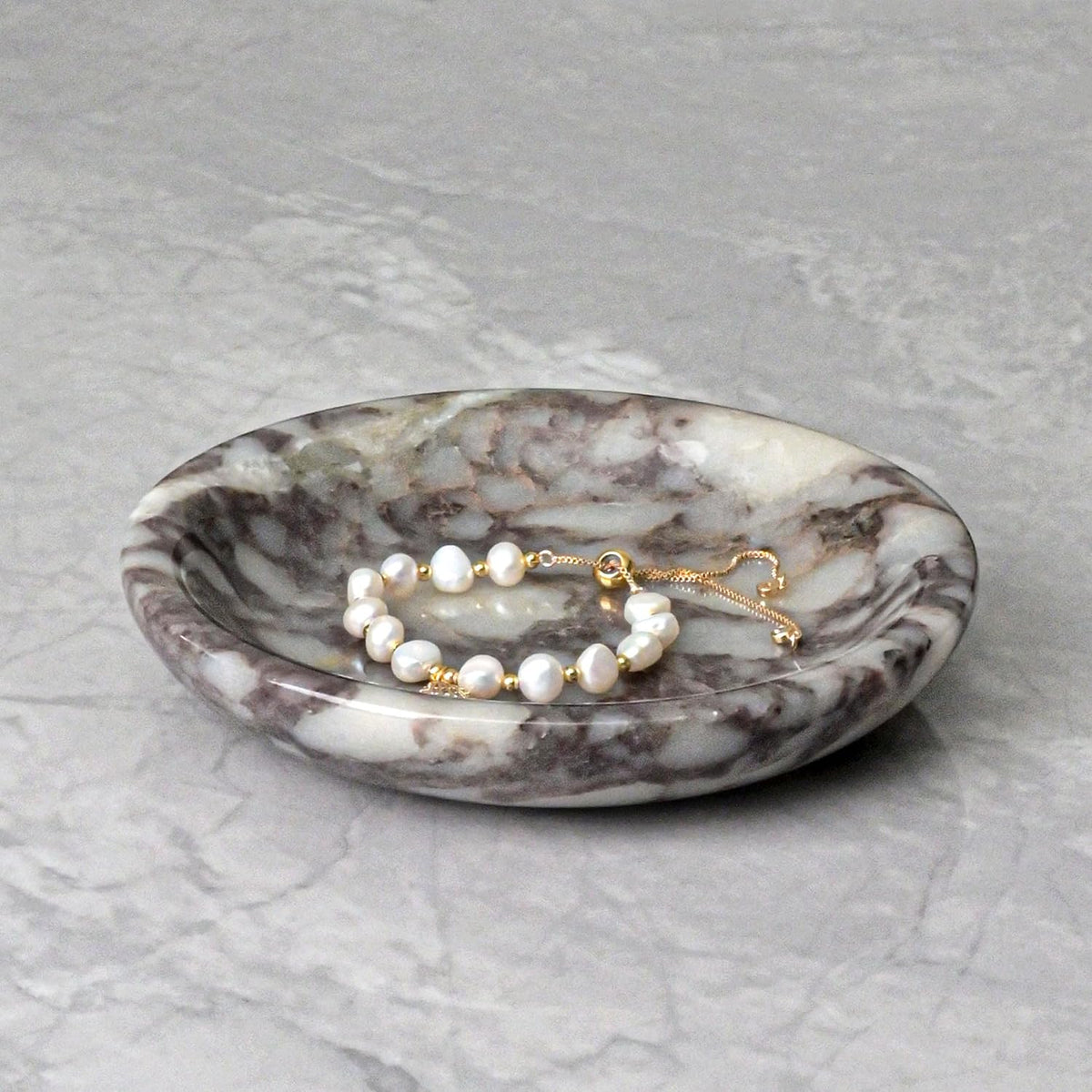 Natural Marble Ring Dish Jewelry Tray, 5.5" Trinket Dish