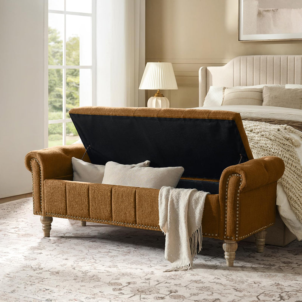 Farmhouse Storage Bench, Golden