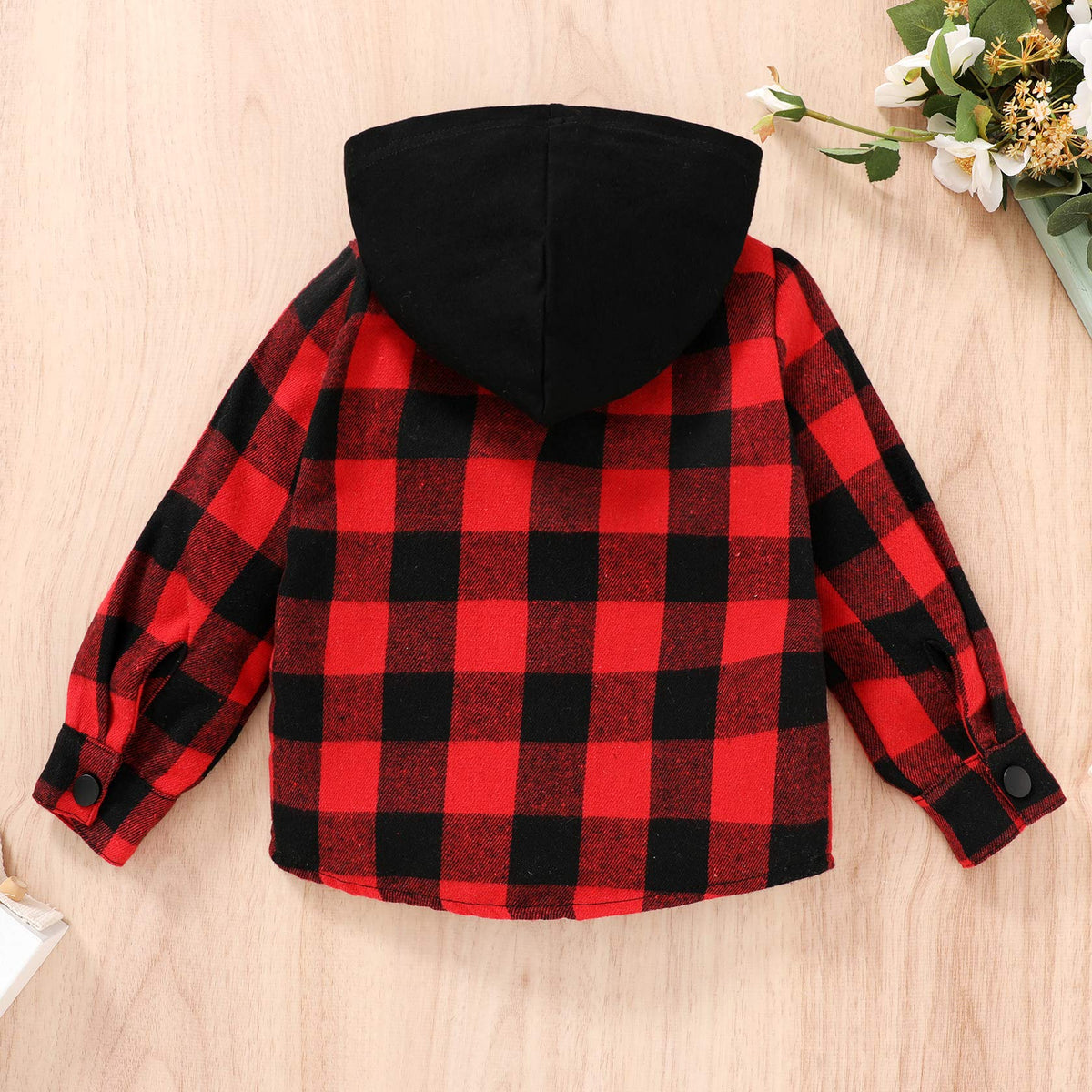 Toddler Baby Boys Girls Flannel Hooded Plaid Shirt Jacket