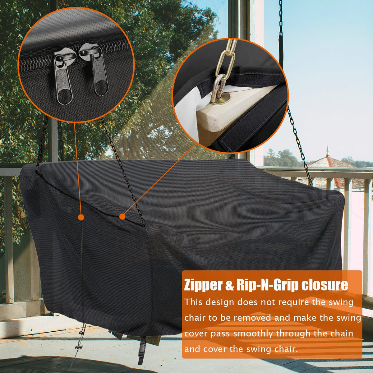Porch Swing Cover Waterproof Outdoor Hanging Swing Cover Tear resistant All WeatherProof Patio Furniture Covers