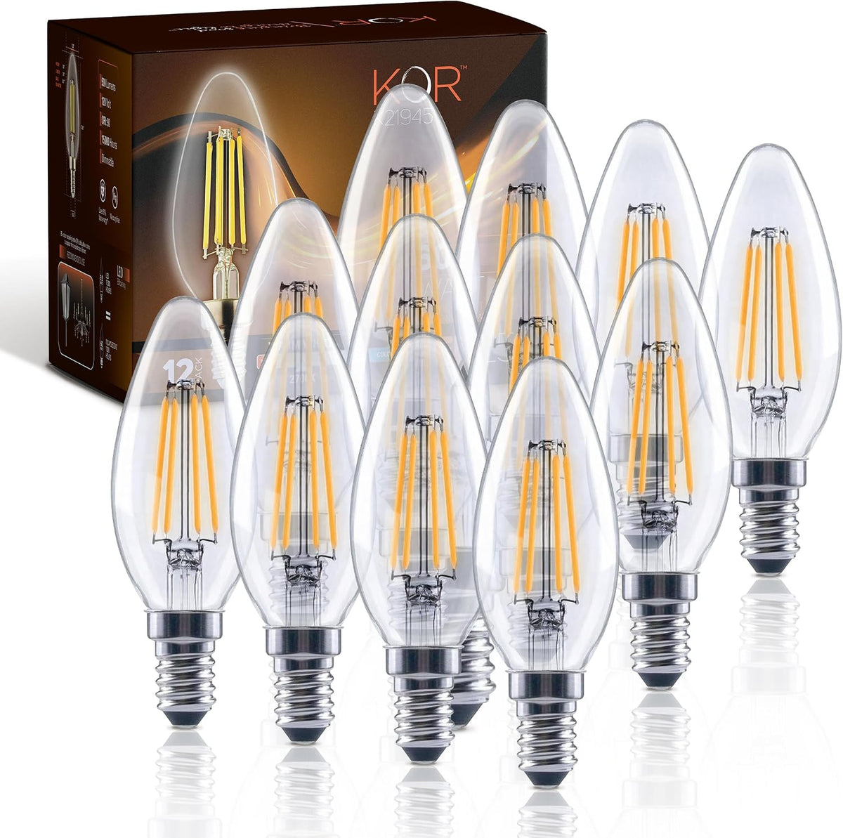 Dimmable LED Candelabra Bulbs, E12 B11, 60W Eq, 2700K