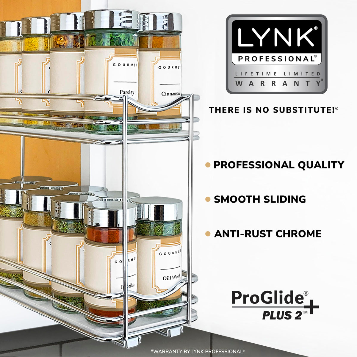 Pull Out Spice Organization for Cabinets - 4-3/8 inch Wide - Spice Rack for Inside Cabinets, Slide Out Spice Rack