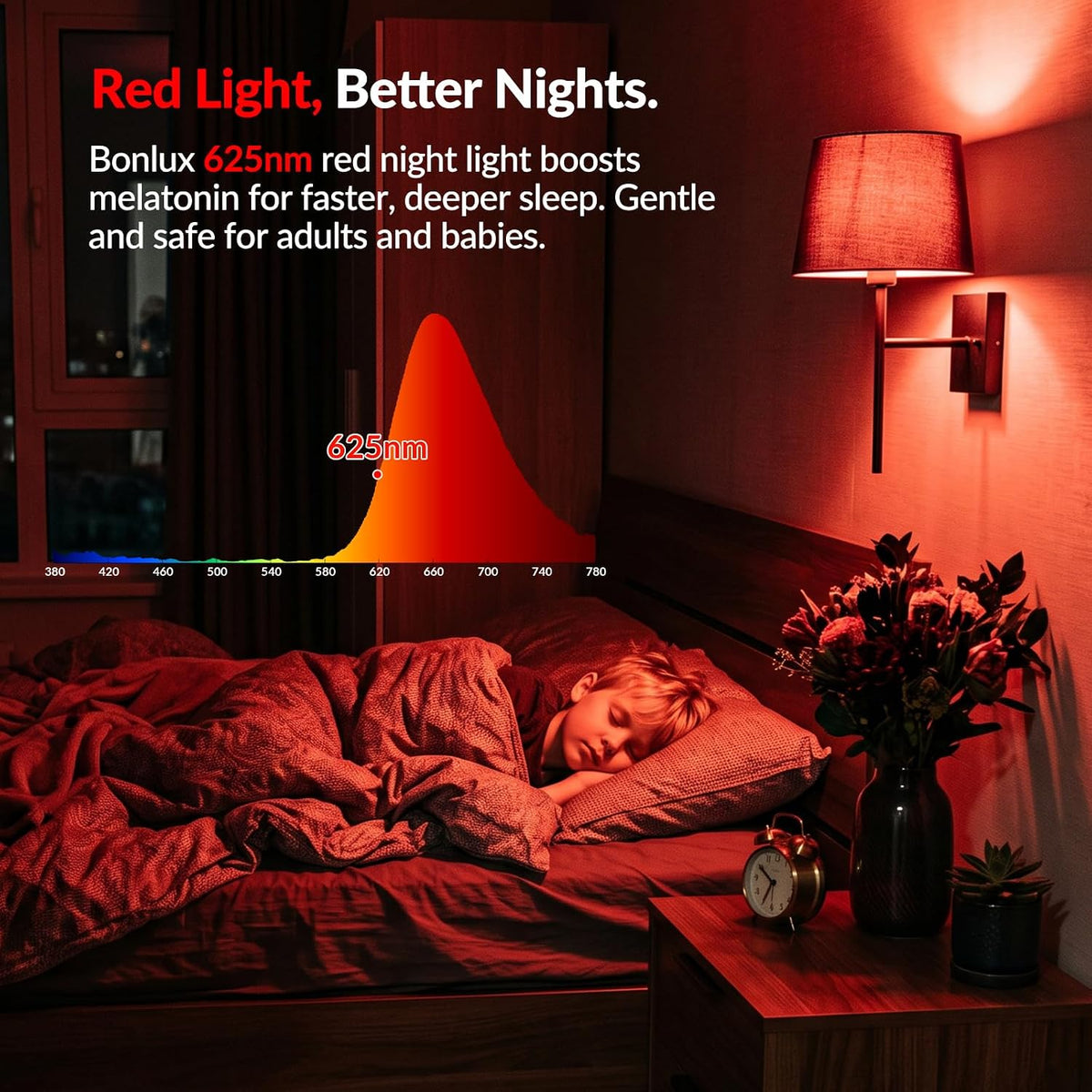 E26 7W A19 Block Blue Light Sleep Light Bulb, 625nm Red Light Melatonin-1800K Amber Light-4000K Natural Daylight, LED