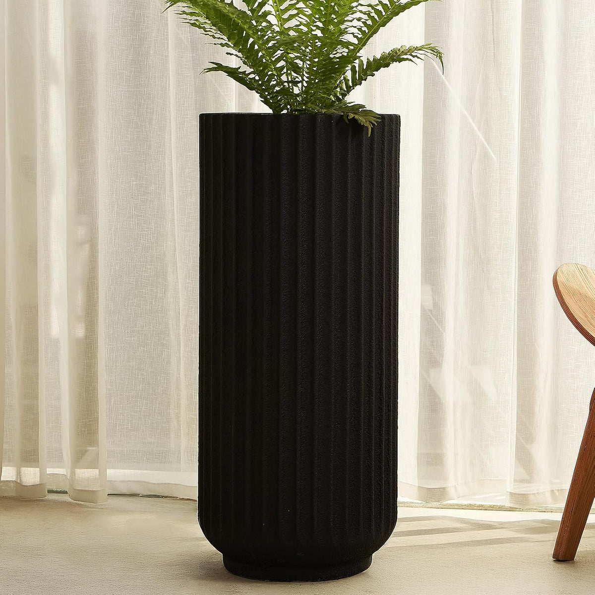 31.5 Inch Tall Roman Column Concrete Planter(14.2Dx31.5H,36 Pounds),Durable All-Weather Use with Drainage Holes,Large