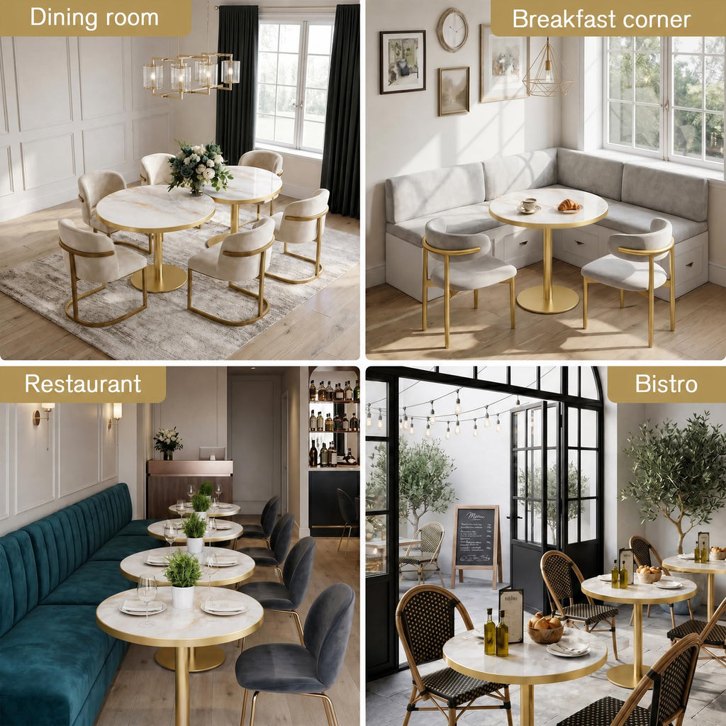 Inspired Saarinen Style 31.5" Tulip Table, Small Round Dining Table, Marble Bistro Table