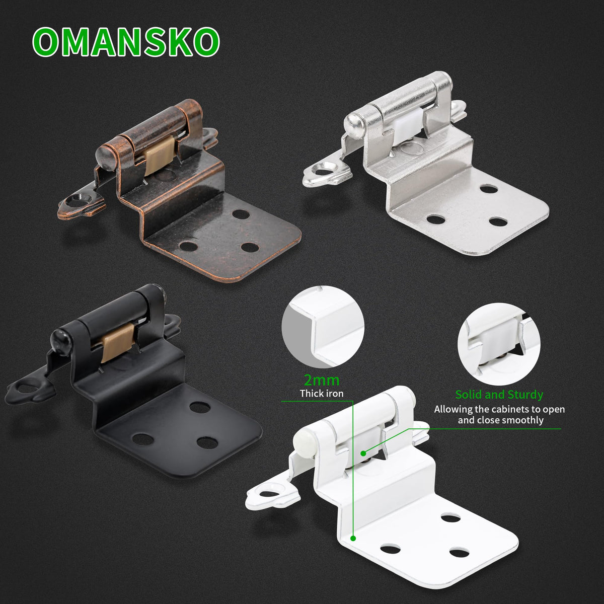 50 Pack 25 Pairs 3/8" Inset Cabinet Door Hinges Oil Rubbed Bronze Offset Self Closing Kitchen Cabinet Hinges Bronze