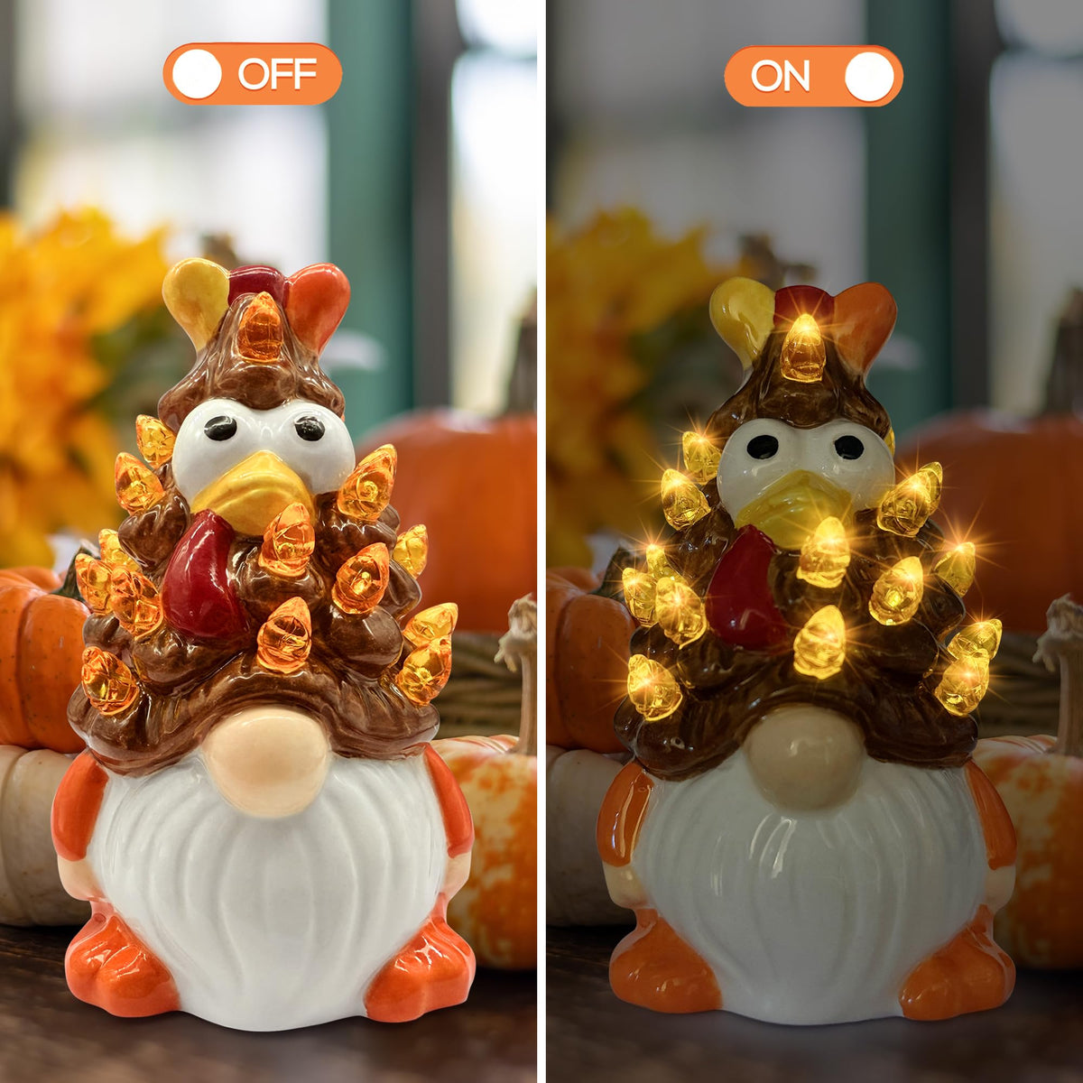 Thanksgiving Decorations, Thanksgiving Ceramic Tree Gnomes Decor