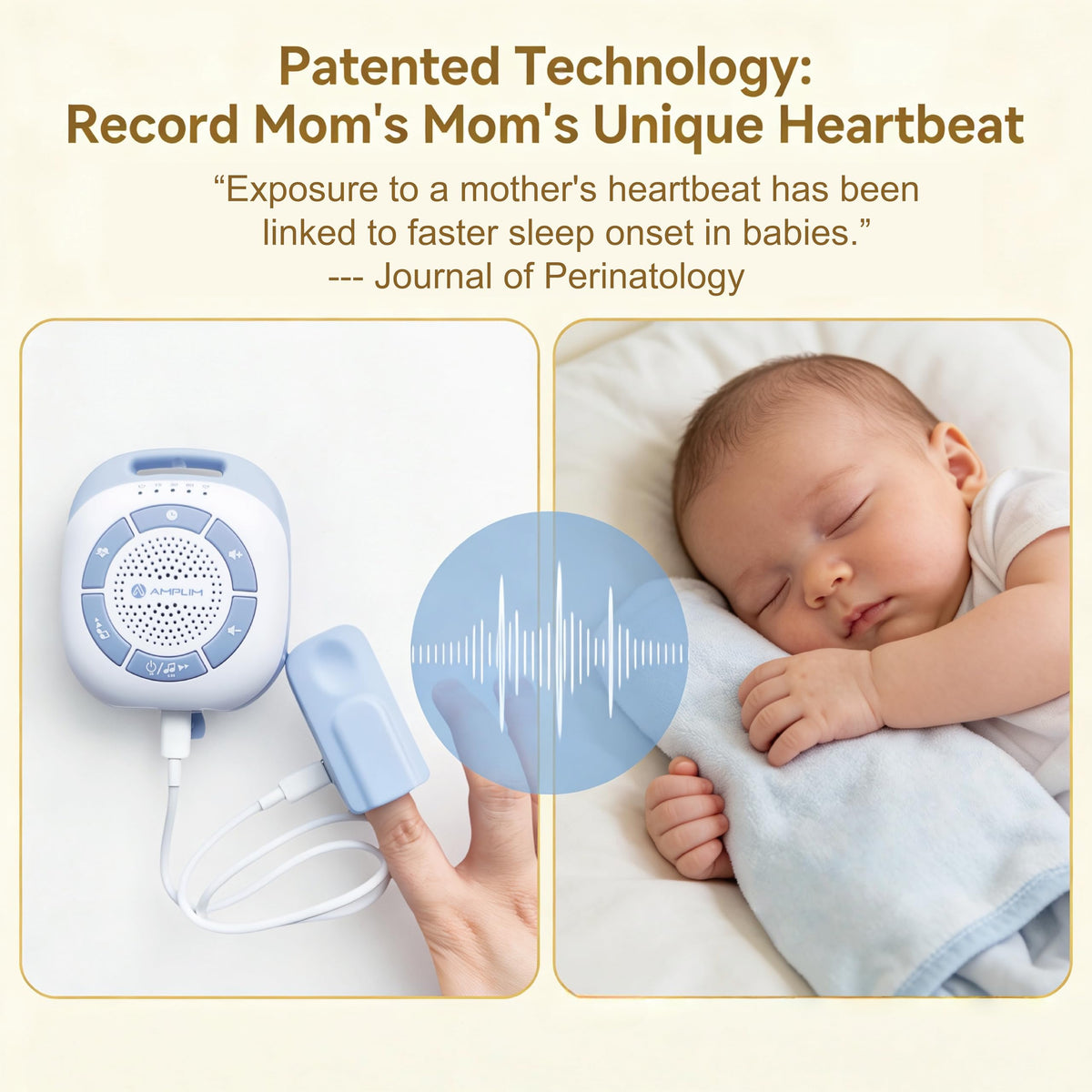Mom's Real Heartbeat Soother Sound Sleep Machine for Newborn