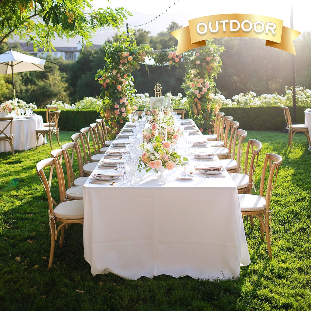 6 Pack White Table Cloth 90x132 Inch for 6 Feet Rectangle Tables