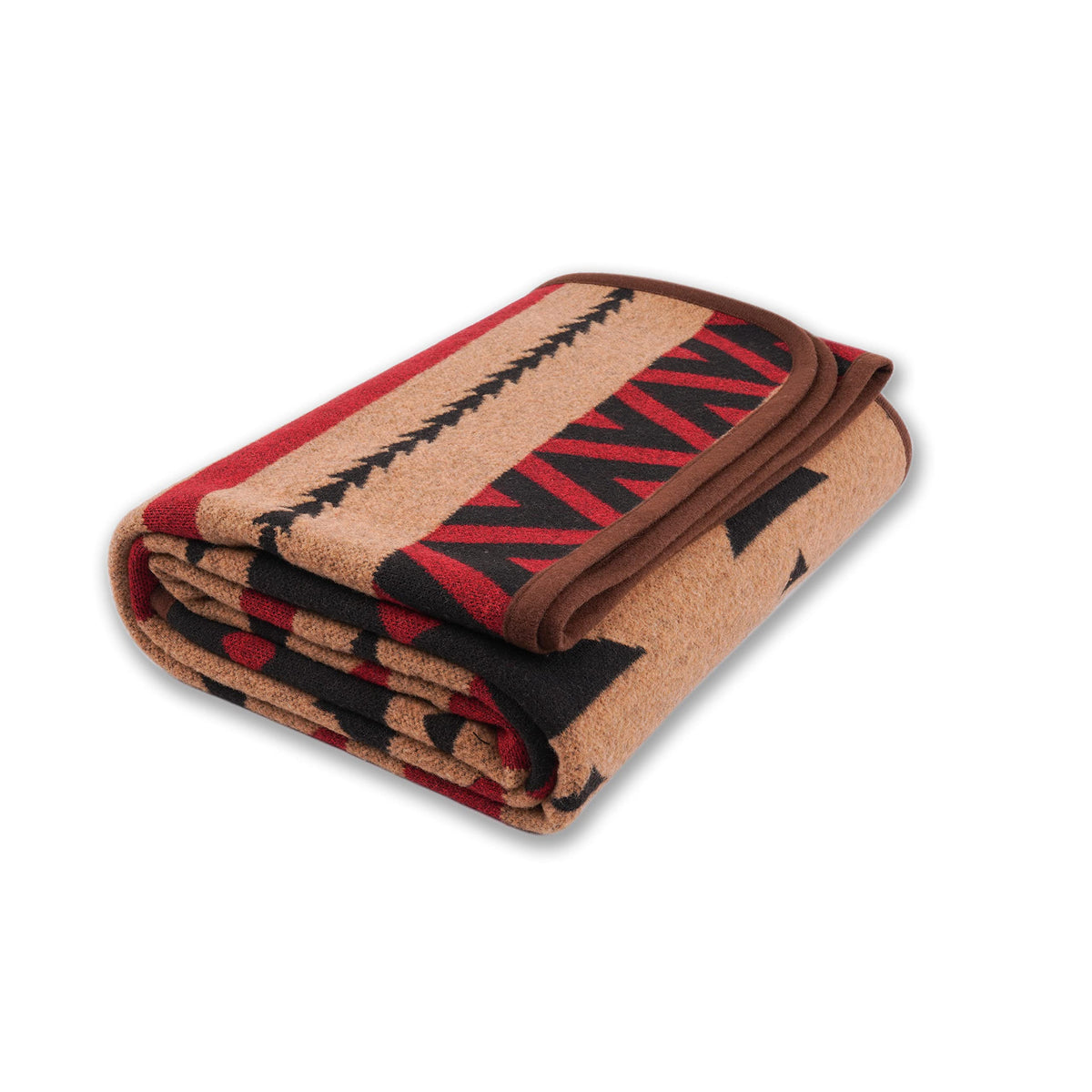 Merino Wool Blanket for Camping, 87" x 63", Kaki Flame