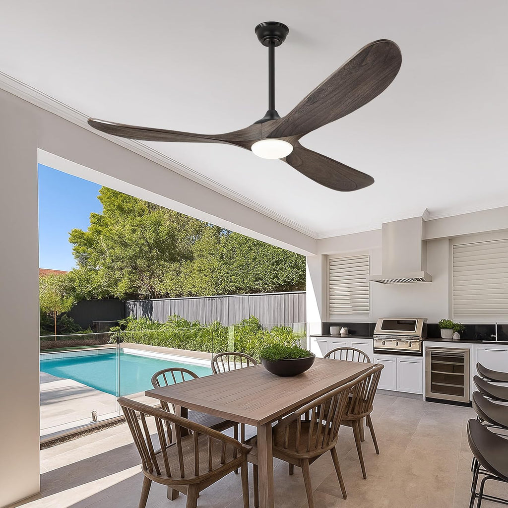 52" Brown Indoor/Outdoor Ceiling Fan with Light & Remote