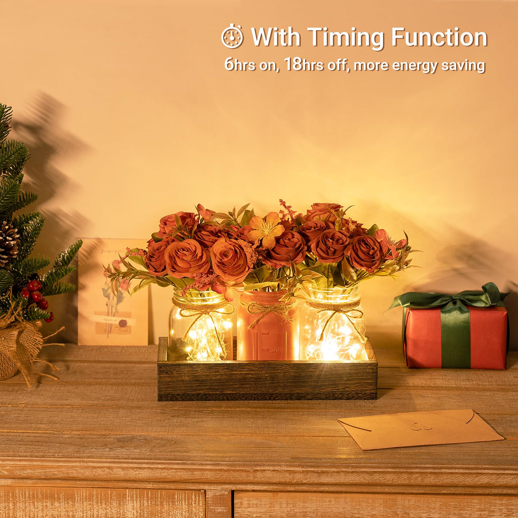 Fall Centerpieces for Tables Dining Room Decor with Mason Jar Lights