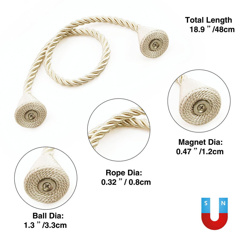 Magnetic Curtain Tiebacks Rope Decorative Holdbacks for Drapes