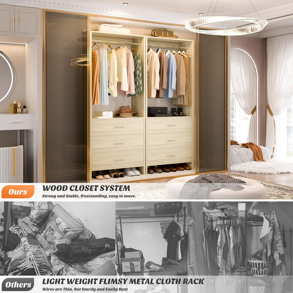 1.8FT Closet System with Drawers, 21.5'' Closet Organizer