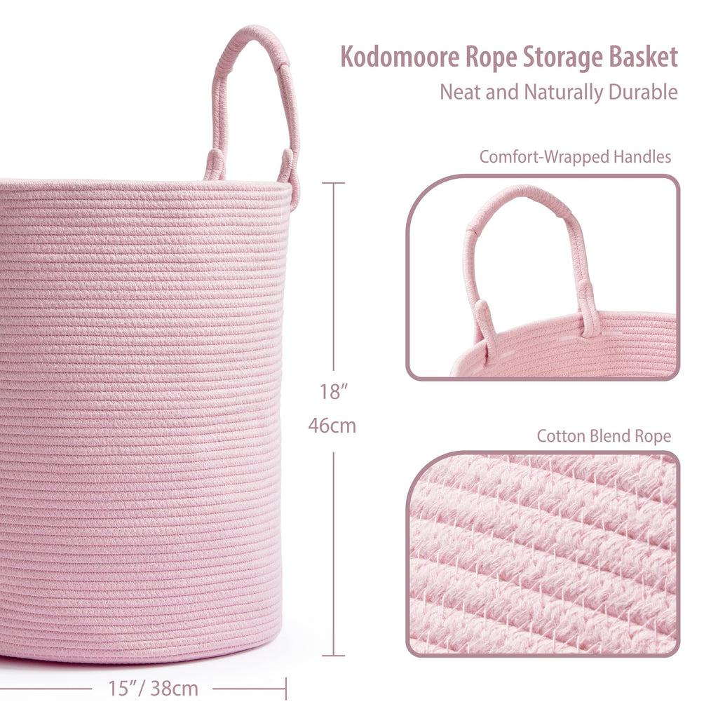 Hamper Basket, Woven Cotton Rope Blanket Basket, Nursery Storage