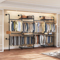 Closet Organizers Wall Mounted Closet System, 4-Row Heavy Duty Garment Clothes Rack, Industrial Pipe Clothing Rack