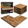 Interlocking Slat Deck Tiles, Acacia Wood Interlocking Deck Tiles - Easy Installation for Patio Flooring & Walkways