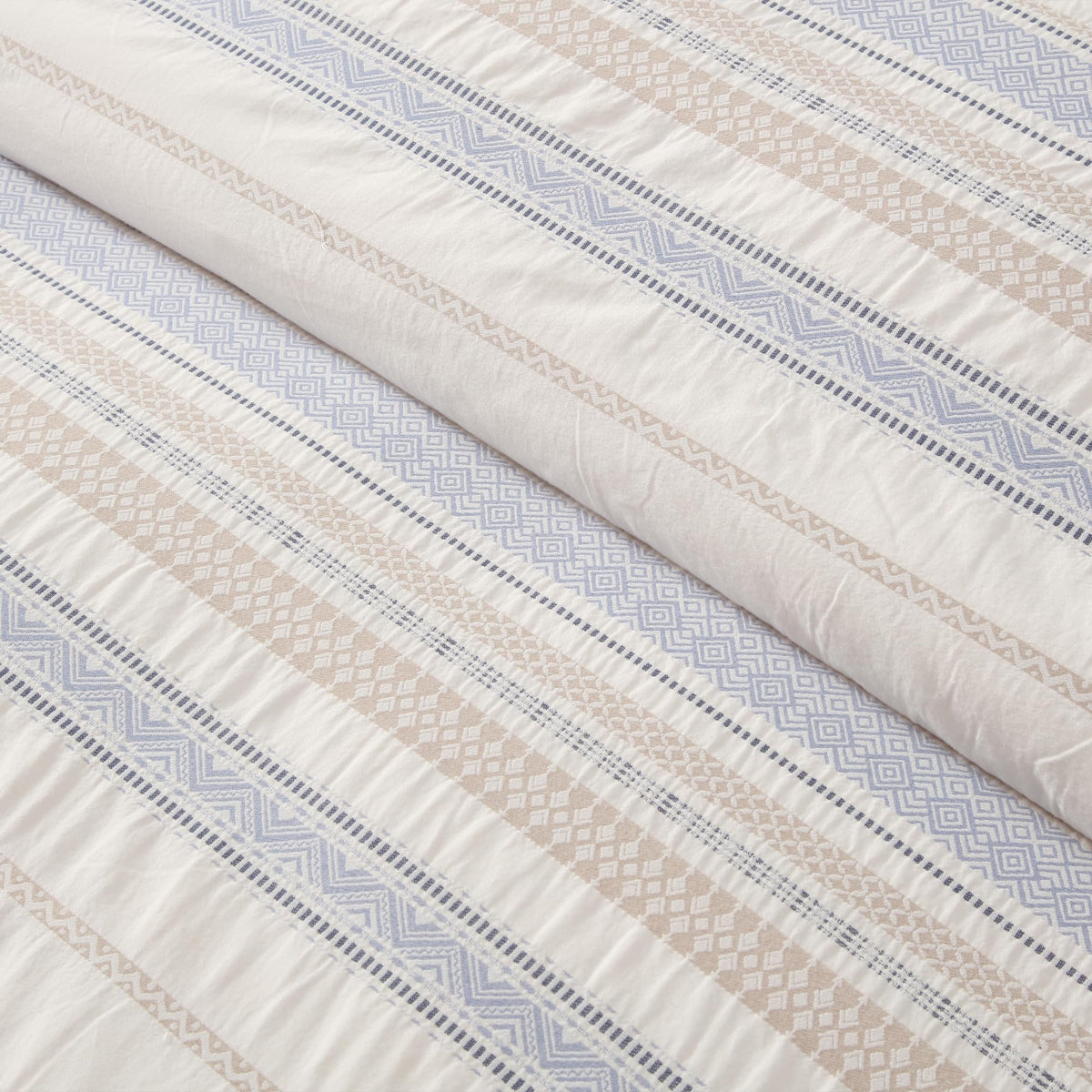 Pickford Chambray Duvet Cover Set - Duvet Cover + One Standard Sham - Jaquard - Chambray, Taupe and Cream