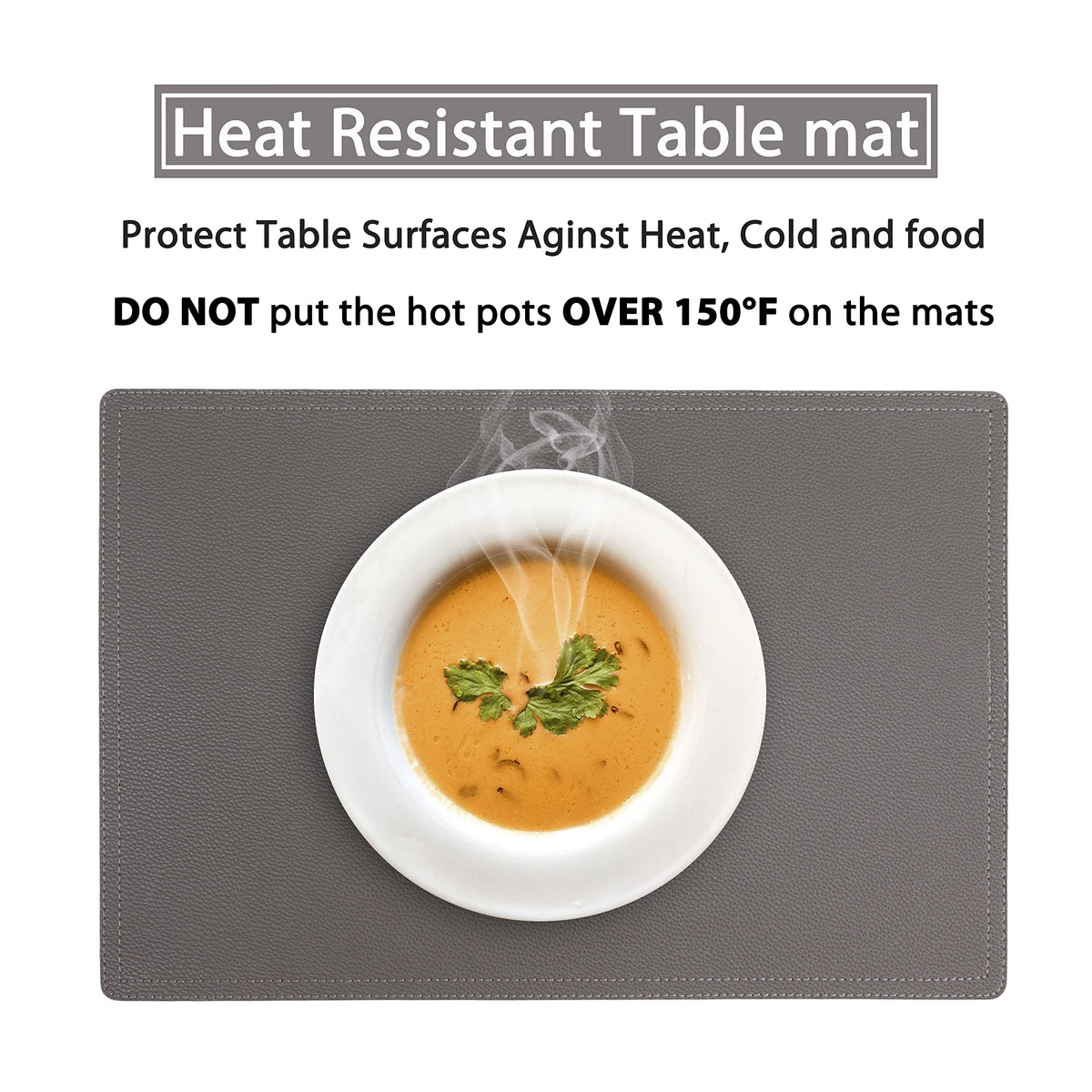 Set of 8 Faux Leather Placemats, PU Table Mats, Waterproof, Stain Resistant, Heat Resistant, Non-Slip Easy to Clean